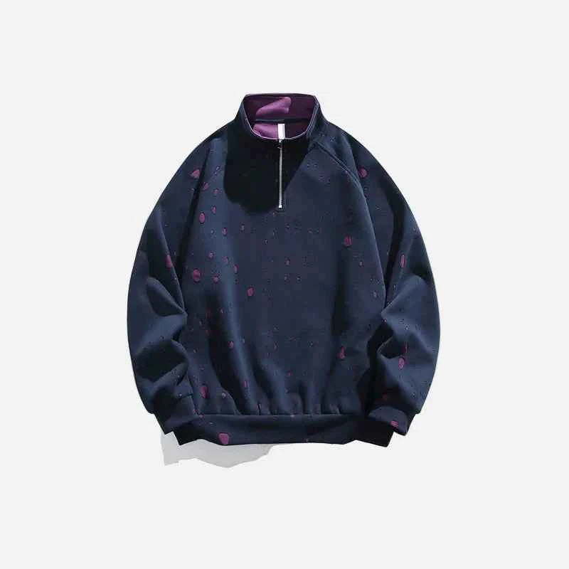 Streetwear Hip Hop Loose Half Zipper Sweatshirt