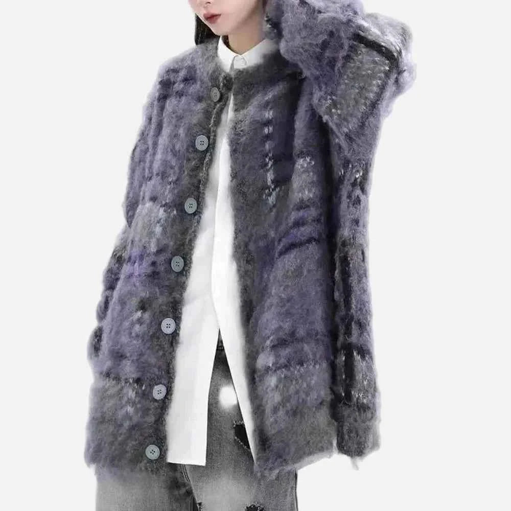 Y2K Trendy Contrast Color Long Sleeve Cardigan