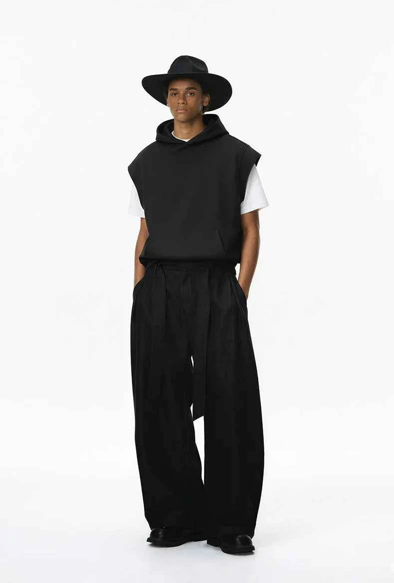 Heavyweight Casual Rolled Edge Sleeveles Hoodie