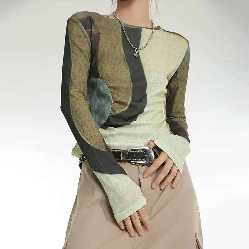 Cyber Y2K Patchwork Grunge Crop T-Shirt