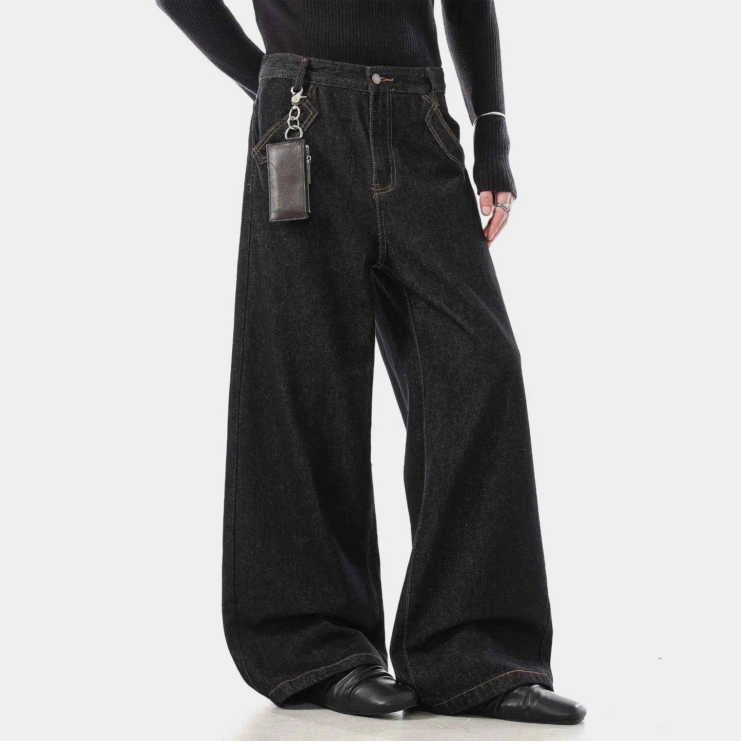 American Style Embroidery Flared Wide Leg Jeans