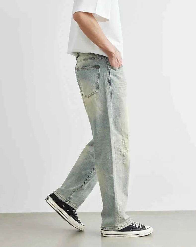 Vintage Cool Retro Distressed Wide Leg Casual Jeans