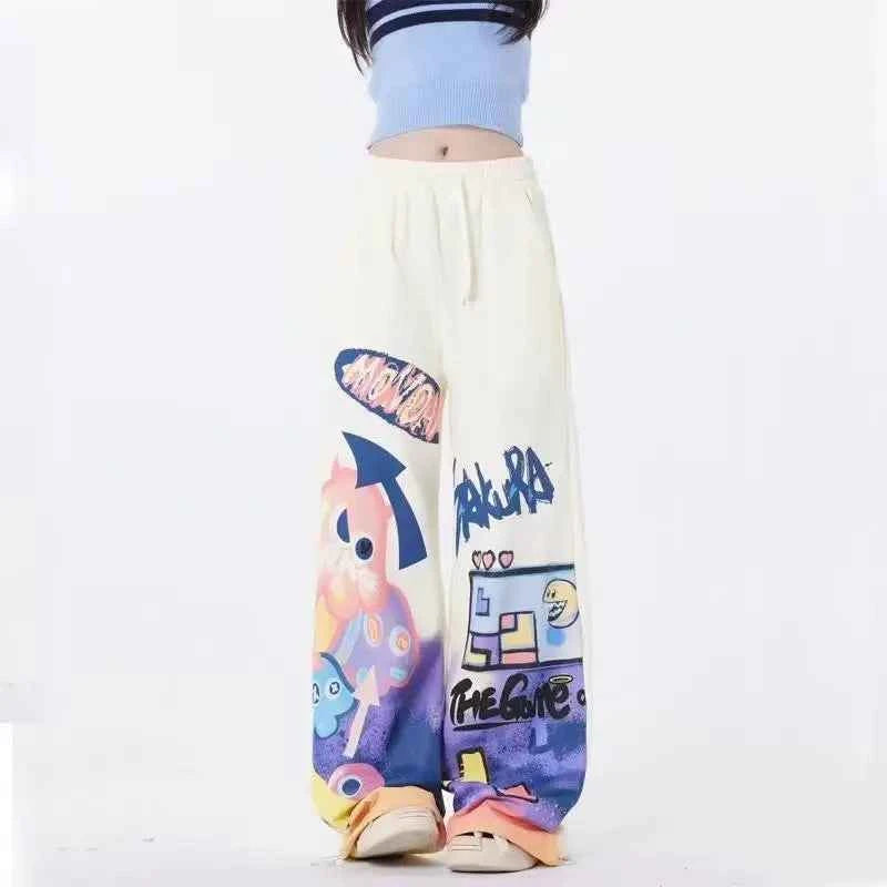 Trendy Hip Hop Graffiti Print Sweatpants