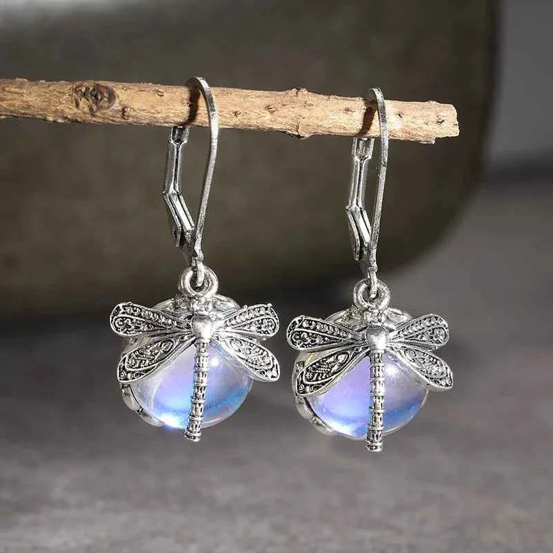 Multicolour Moonstone Dragonfly Earrings