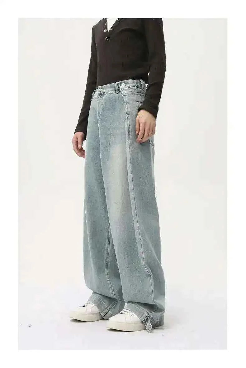 Stylish Splicing Straight Leg Denim Jeans