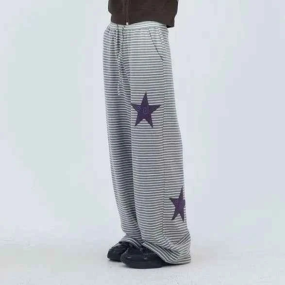 Wide Leg Star Print Japanese Style Sweatpants