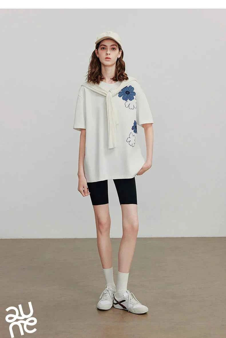Women Cute Flower Casual Summer Short Sleeve T-Shirt