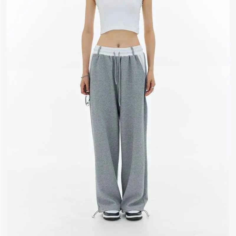High Waist Patchwork Wide Leg Pants