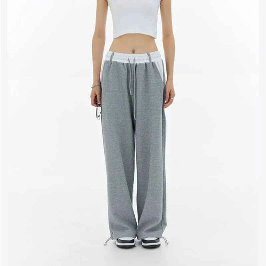 High Waist Patchwork Wide Leg Pants