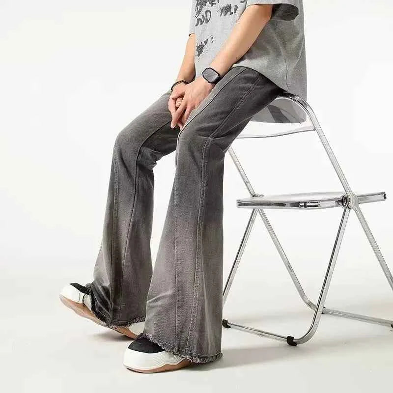 Vintage Gray Flared Baggy Hip Hop Jeans