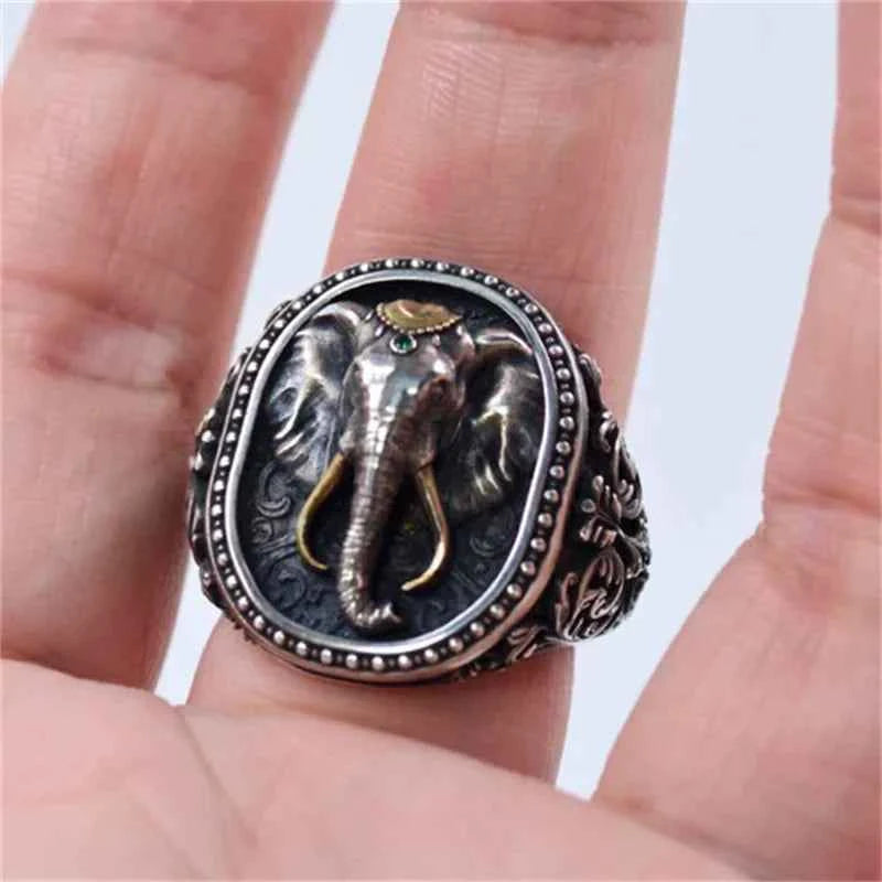 Vintage Thai Silver Elephant Cuff Ring