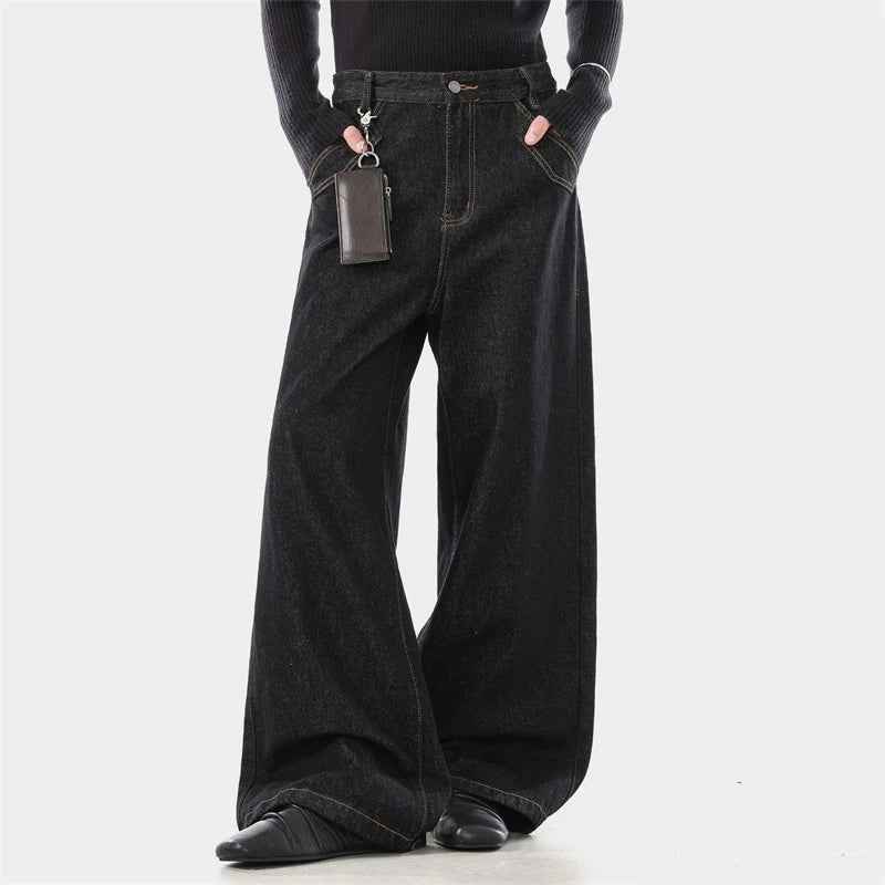 American Style Embroidery Flared Wide Leg Jeans
