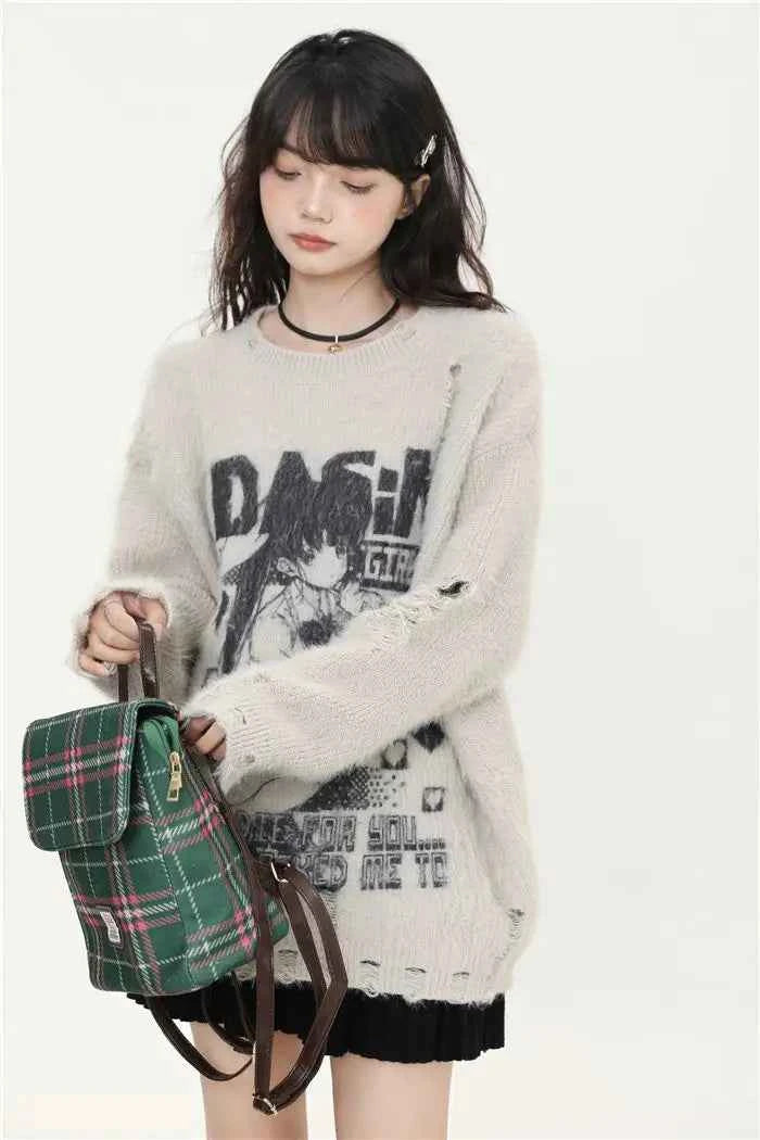 Japanese Gothic Vintage Ripped Sweater