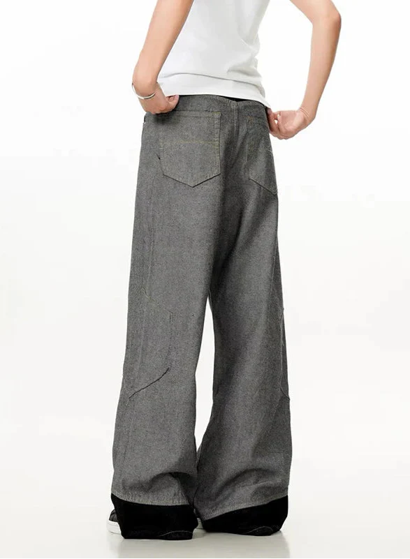 Stylish High Waist Baggy Retro Gray Denim Jeans - Luxuryurbanwear