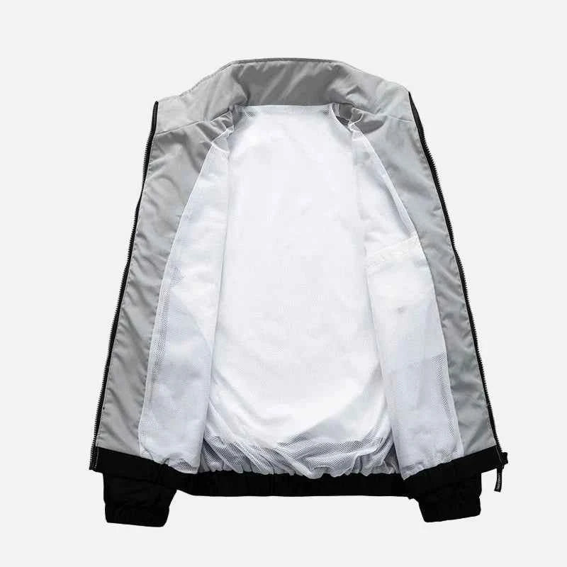 Patchwork Stand Collar Baseball Windbreaker Jacket