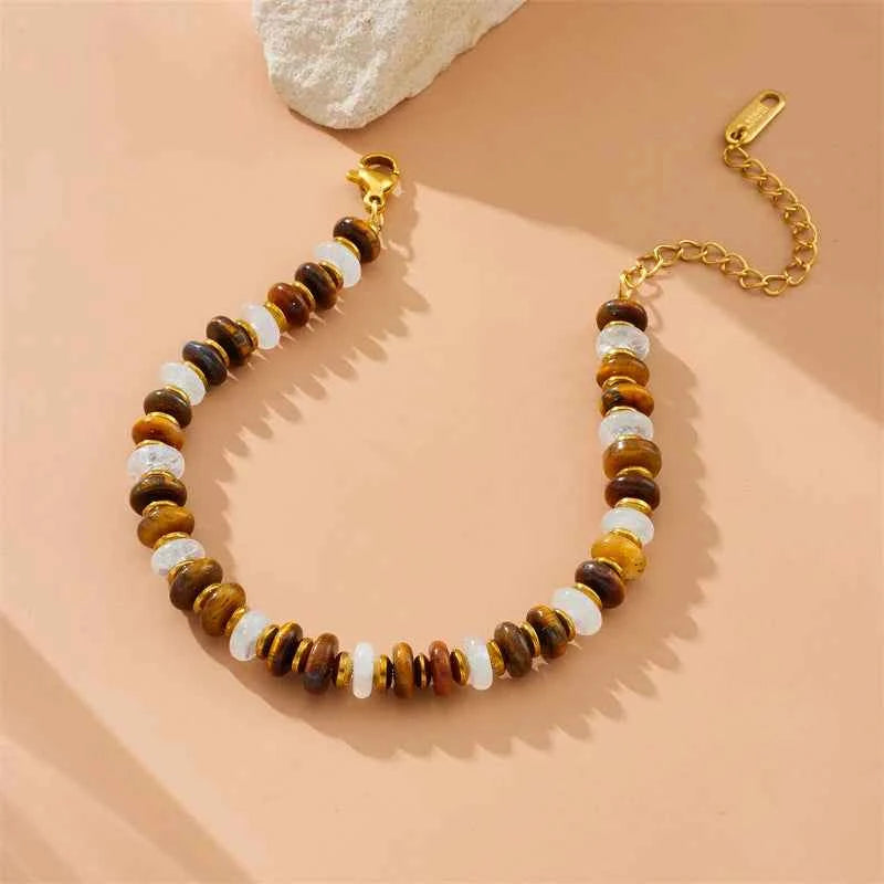 White Jade Tiger Eye Stone Bracelet