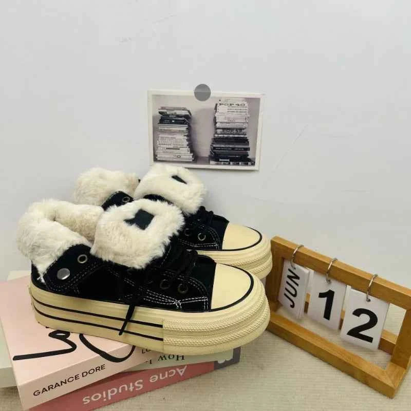 Warm Plush High Winter Lace Up Boots