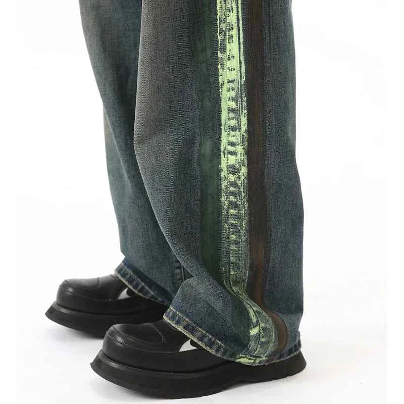 Retro Streetwear Striped Baggy Hip Hop Jeans