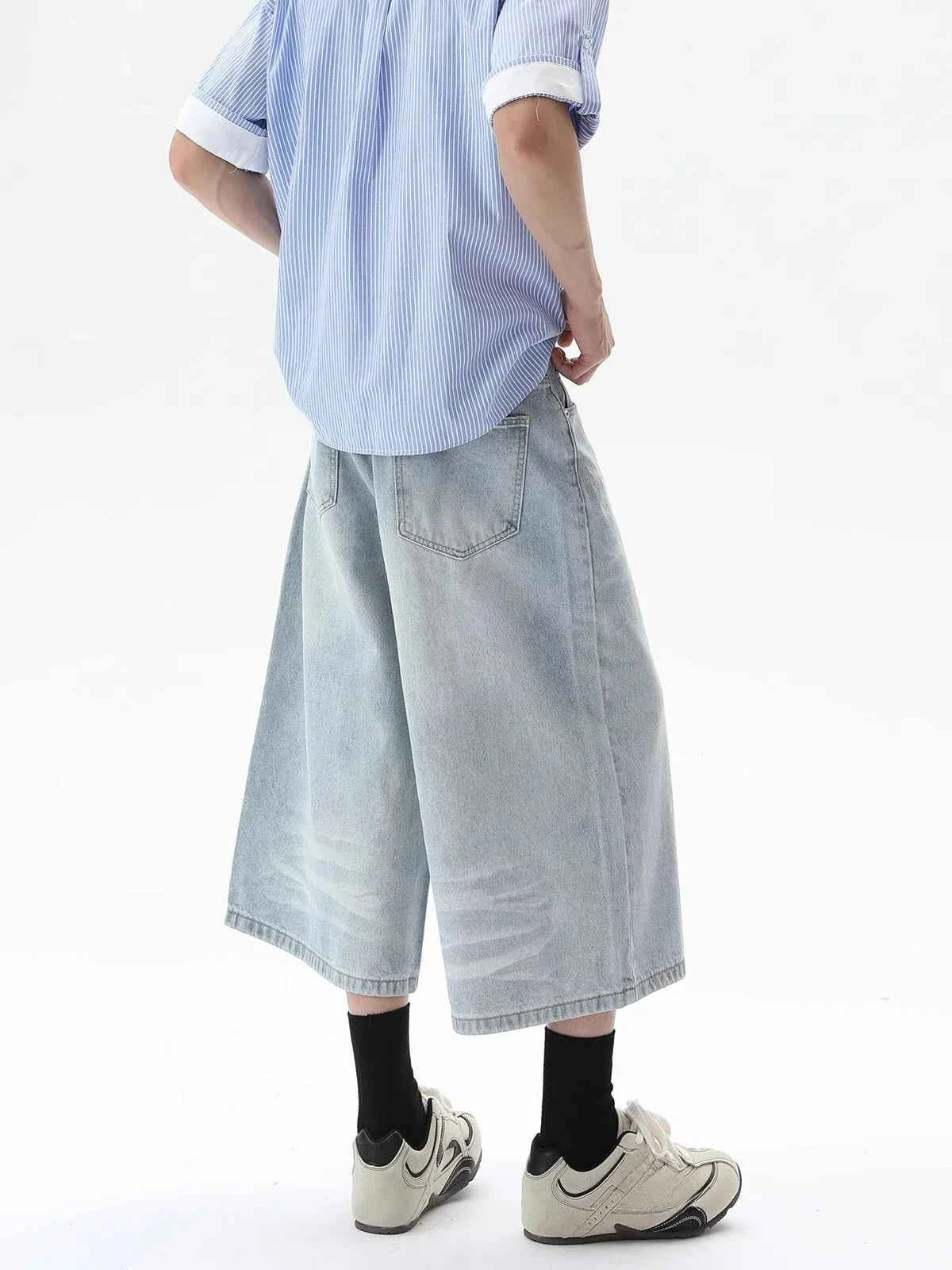 Effortless Versatile Cropped  Wide Leg Denim Jorts