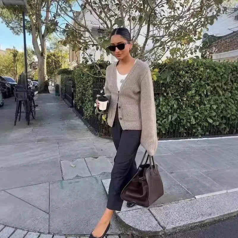 Women American Casual Stylish V-Neck Cardigan