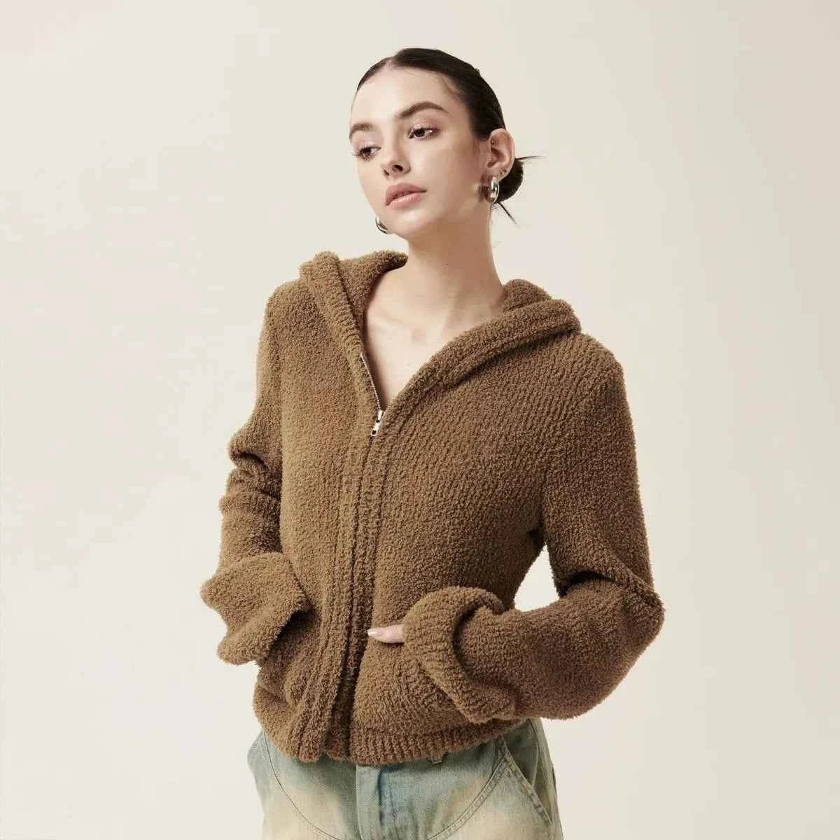 Women Relaxed Retro Velvet Sweatshirt