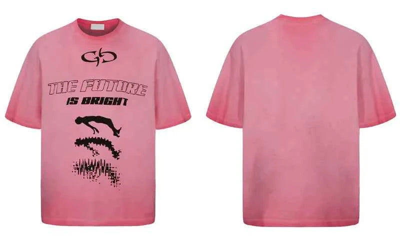 Trendy Grunge Hip Hop Graphic Printed Washed T-Shirt