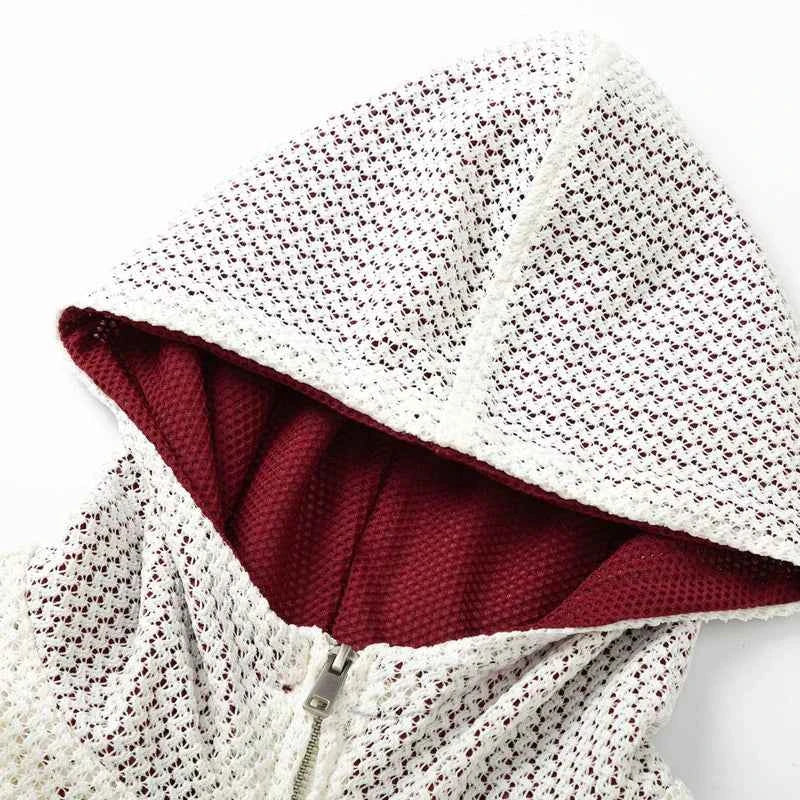 Lightweight Hip Hop Zip-Up Hooded Knitted Sweatshirt