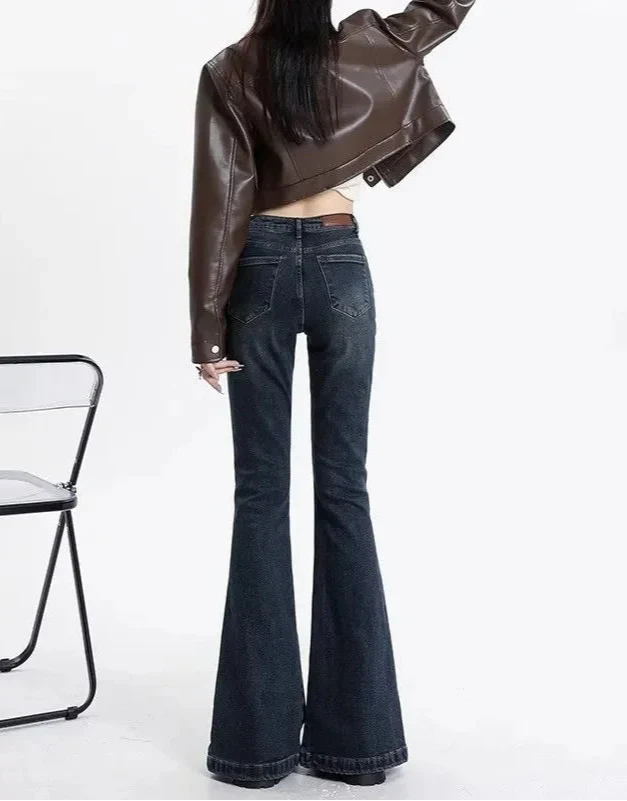 Women Retro High Waisted Flared Jeans - Luxuryurbanwear