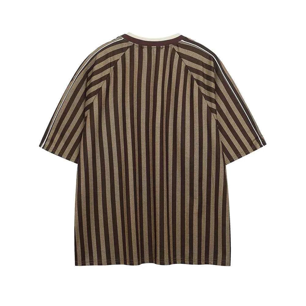 Summer Cool Retro Letter Print Vertical Stripes T-Shirt
