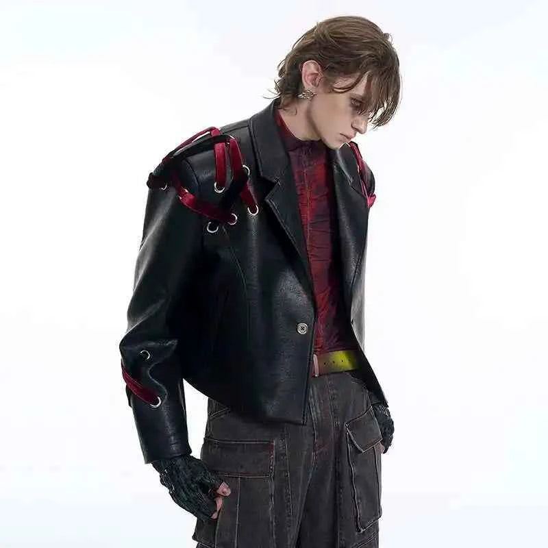 Everyday Essential Ribbon Design Leather Jacket