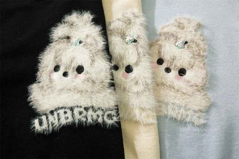Cozy Streetwear Puppy Dog Knit Sweater