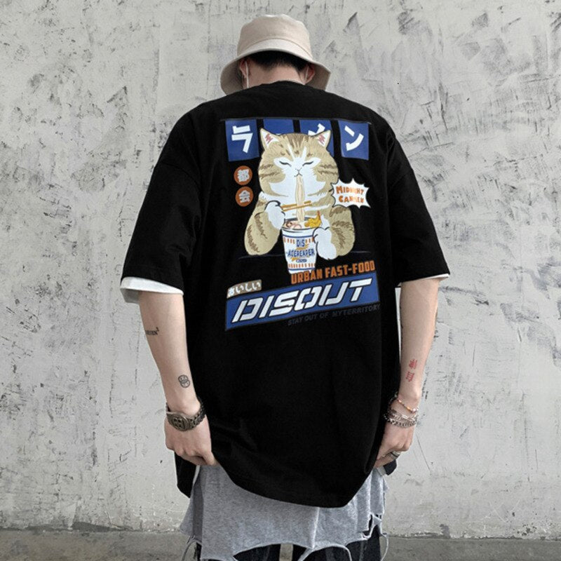 Midnight Canteen Cat Graphic T-Shirt