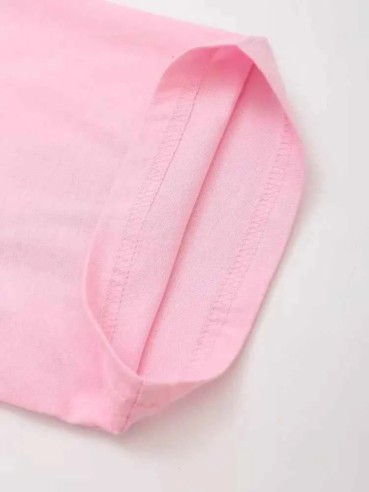 Pink Print Loose Summer T-Shirt