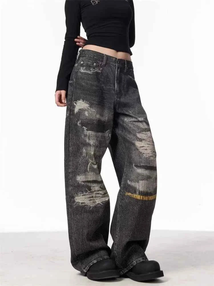 Vintage Streetware Black Ripped Baggy Jeans