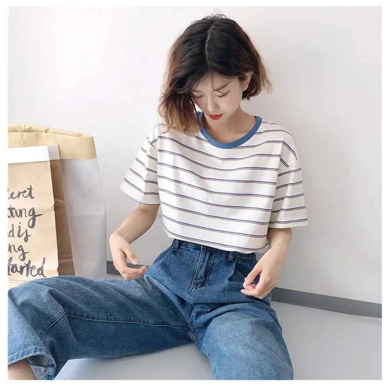 Timeless Staple Stripe Loose Minimalist T-Shirt