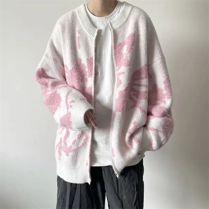 Cozy Knit Contrast Paneled Zipper Cardigan - Luxuryurbanwear