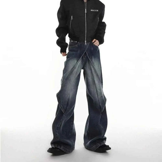 Vintage Streetwear Gradient Flared Wide Leg Jeans