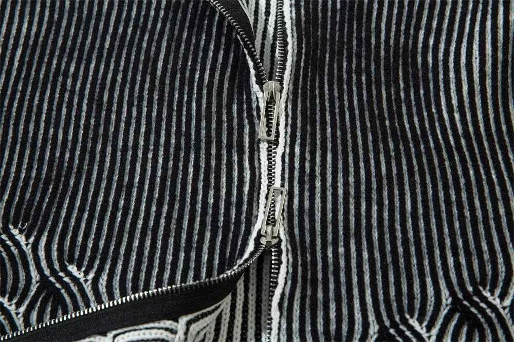 Men Stylish Knitted Hip Hop Striped Sweatshirt