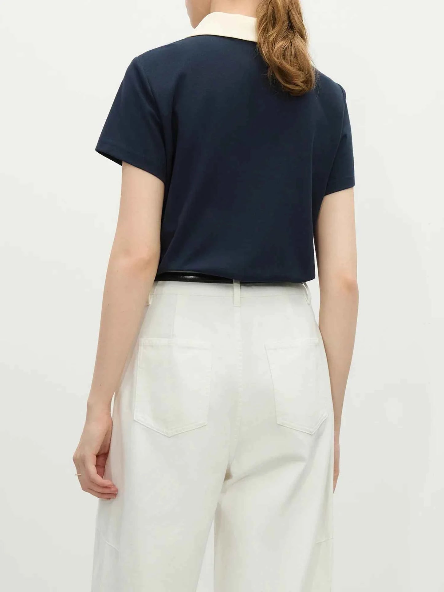 Women Streetwear Elegant Retro Knitted Polo Collar T-Shirt
