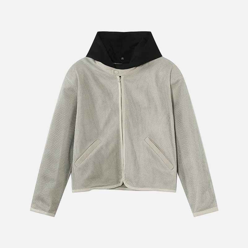 Patchwork High-Quality Hooded Zipper Jacket
