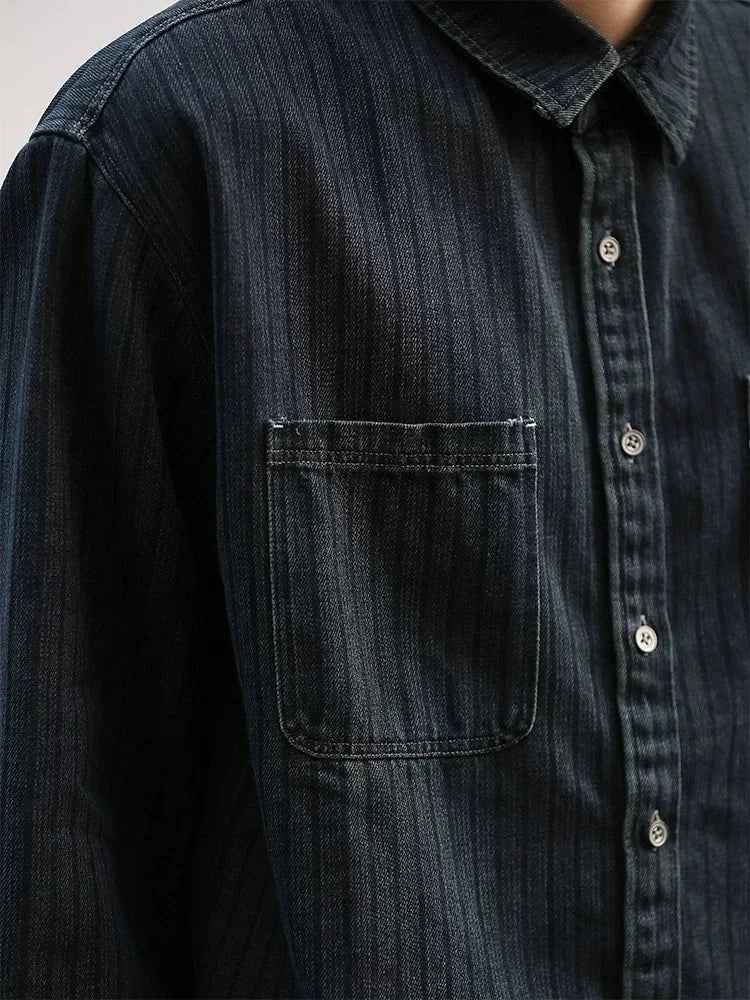 Casual Dark Stripe Long Sleeve Oversized Shirt