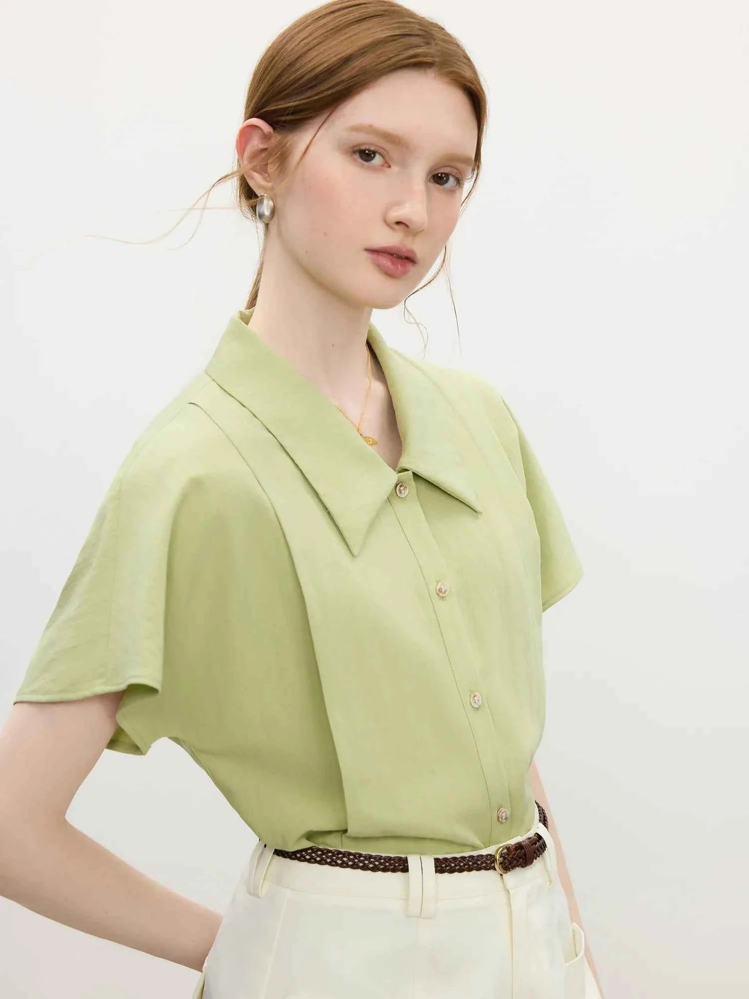 Women Classic Elegant Vintage Lapel Blouse Shirt
