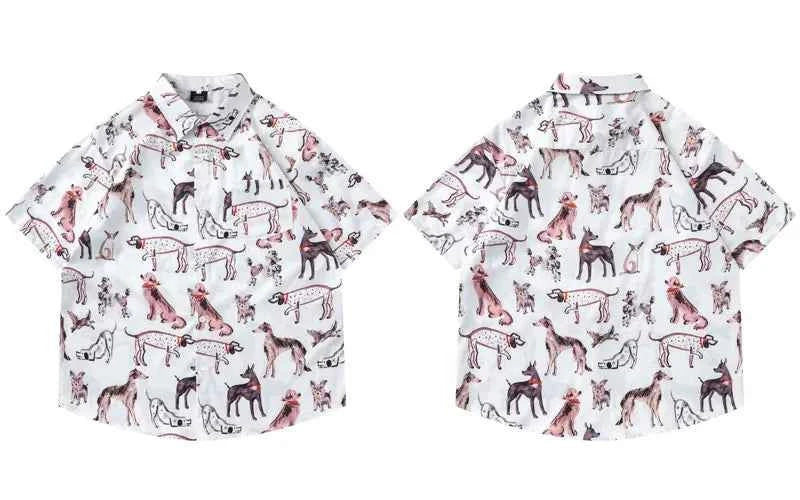 Vibrant Durable Graffiti Dog Graphic Short Sleeve Shirt