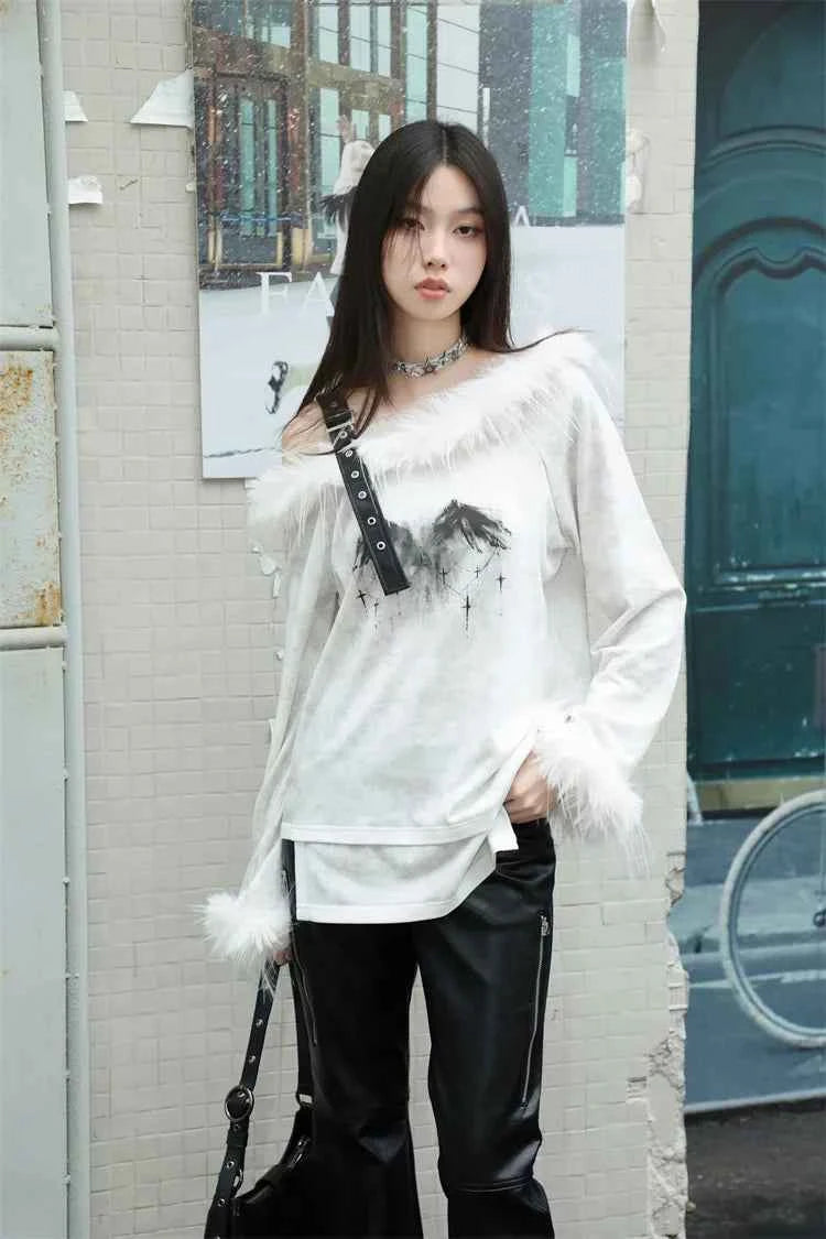 Women Elegant Gothic Off Shoulder T-Shirt