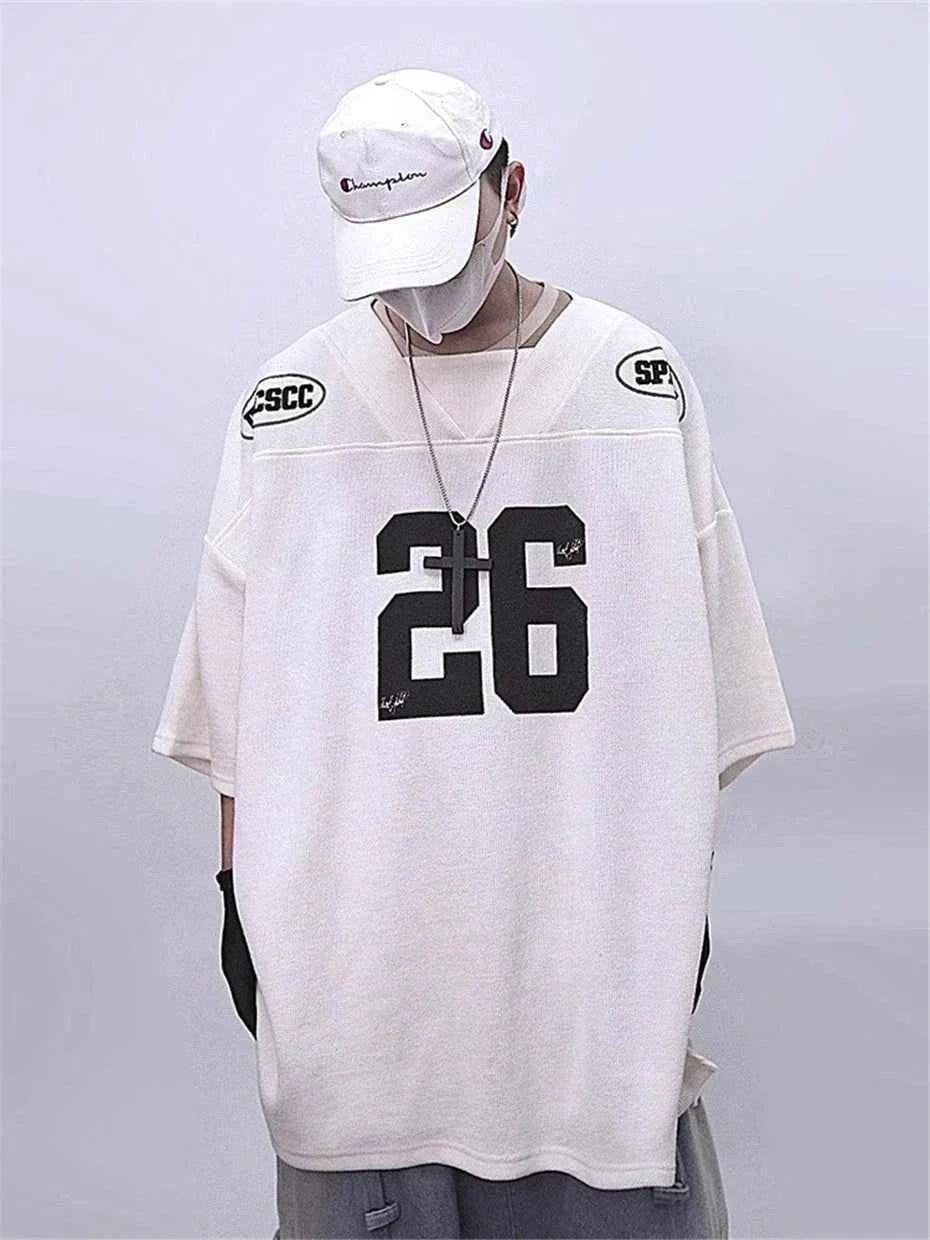 Vintage Oversized Letter Print Jersey T-Shirt