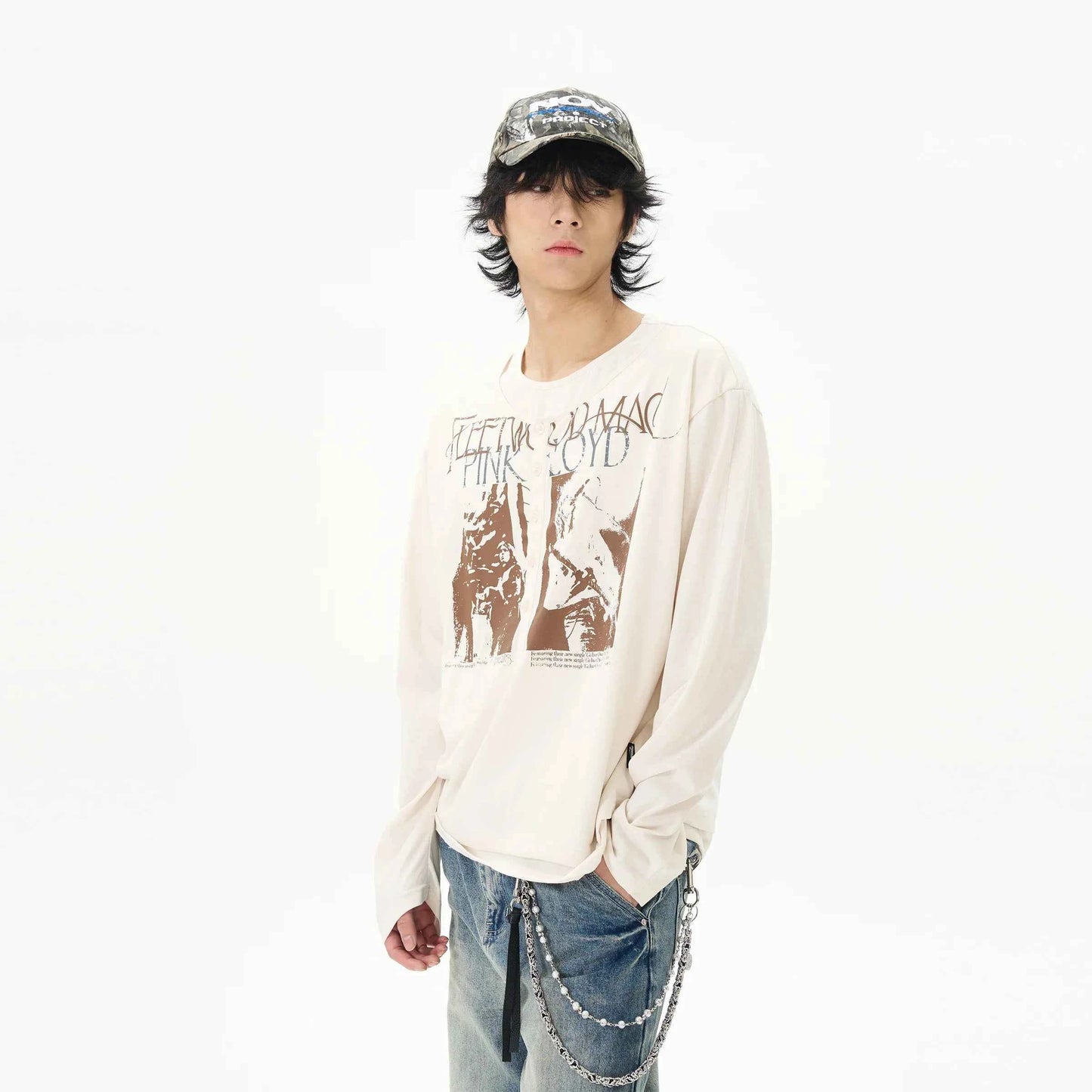Retro Printed Long Sleeve Hip Hop T-Shirt