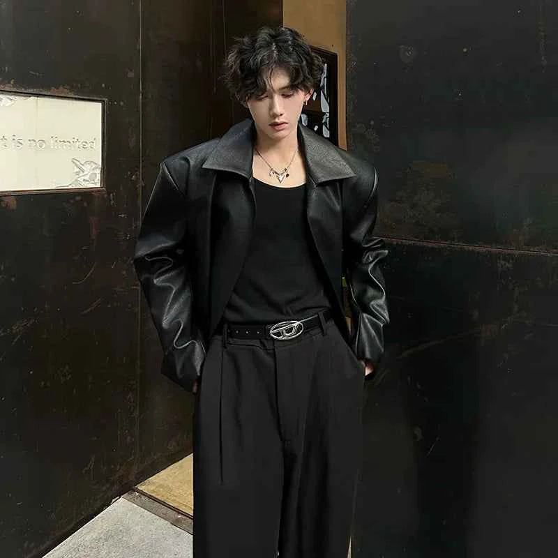 Sleek Buttonless PU Motorcycle Leather Jacket
