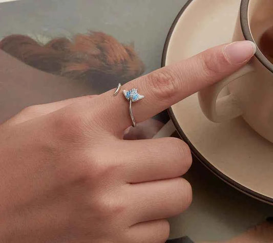 Women Cute Sterling Silver Manta Fish Ring