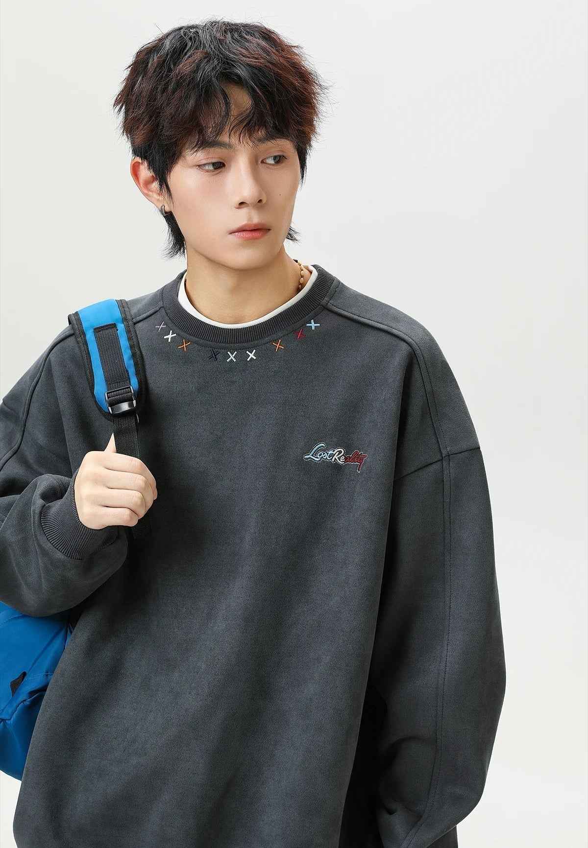 High-Quality Y2K Suede Crewneck Sweatshirt