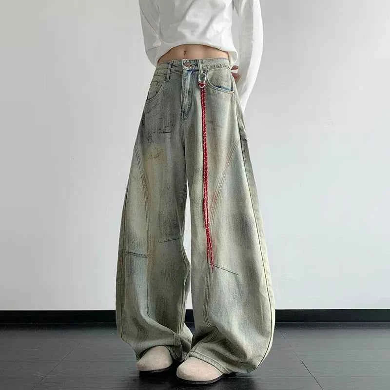Plush Tie-Dyed Wide Leg Denim Jeans